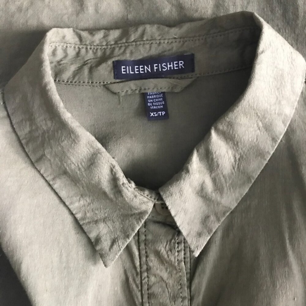 Eileen Fisher XS Dress Linen Button front Pockets High Low hem size XS - Picture 13 of 15
